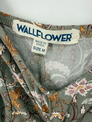 Wallflower Brown Floral Sun Dress Maxi Spaghetti Strap Medium Front Slit Boho thumbnail 5