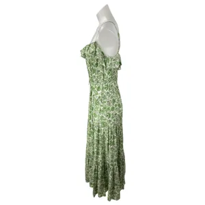 J.Crew Women's Green Floral Ruffle Sleeveless Cami Tank A Line Maxi Dress Size S thumbnail 3