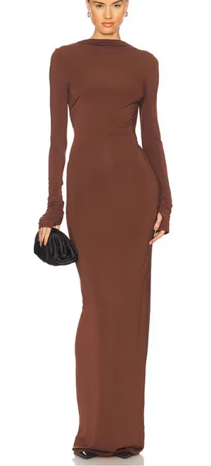 Helsa Revolve Brown Jersey Backless Maxi Dress Women’s Sz XS thumbnail 1