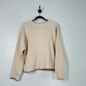 XL cream-colored Madewell Stitched Sweatshirt Top Sweater Long Cleave Pullover thumbnail 6