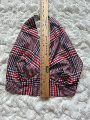 Red, White, Blue Plaid Vintage Halter Crop Top thumbnail 4