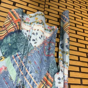 G.A.S. Blue Patchwork Print‎ Blouse Size Large thumbnail 3