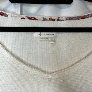 Anthropologie Annette Top Ivory Paisley Long Sleeve Waffle Knit Oversized Sz Med thumbnail 9