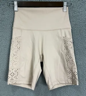 Aerie Bike Shorts Womens Small Pink Mesh Pockets‎ High Waist Athleisure Gym thumbnail 1