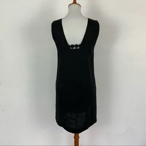 Another Place Black Sleeveless Shift Dress Boho Cutout Front Detail‎ Small Linen thumbnail 6