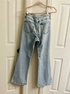 GAP Light Blue Flare Jeans - Distressed Knee Wide Leg thumbnail 4
