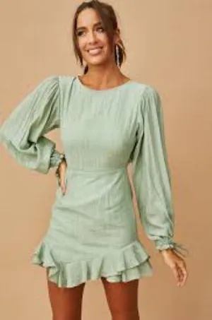 Sage Mint Long Sleeve Dress 0152 thumbnail 1
