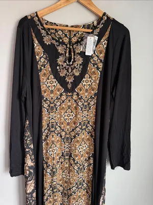 NEW Soft Surroundings Priska Maxi dress in Autumn Tile Boho Artsy XL thumbnail 5