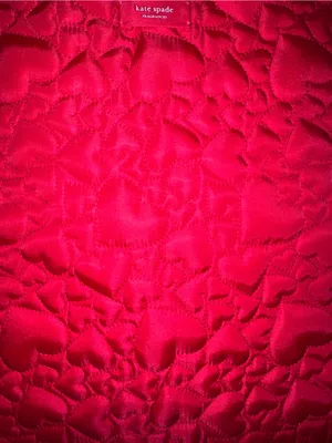Kate Spade Fragrance Red Heart Tote Shoulder Handbag Quilted Canvas Lightweight thumbnail 2