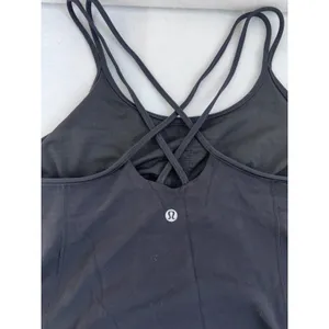 Lululemon Power Y Tank Top Black Size 8 Strappy Cross Back Built-In Bra sports thumbnail 3
