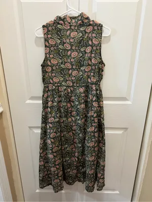 NATURAL LIFE Amelia Cotton Shirt Dress Green Floral Vines Small NWT thumbnail 10