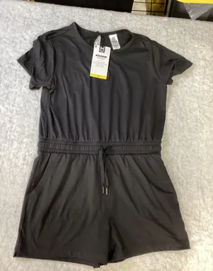 Members Mark Favorite Soft Romper Women Medium Black Short Sleeve Activewear NWT thumbnail 1