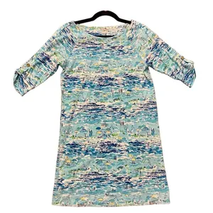 Lilly Pulitzer high tide boatneck 3/4 sleeve dress beach umbrella print thumbnail 3