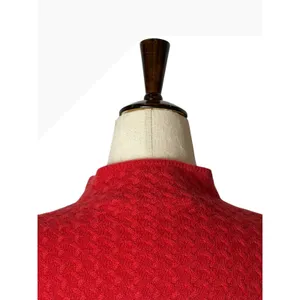 Forte Cashmere Mock Neck Sweater Women Small Red Textured Knit Quiet Luxury‎ thumbnail 7