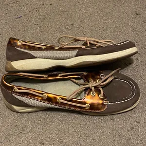 Womens Sperry Top-Sider Angelfish Brown Gold Leather‎ Boat Shoes Size 8 thumbnail 4