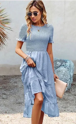 NEW Ruffle Ruffle Dress A-Line High Waist Boho Dress S thumbnail 4