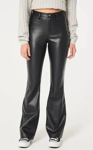Hollister High-Rise Leather Flare Vegan Pants thumbnail 1
