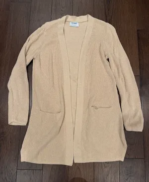 Old Navy Beige Open-Front Ribbed Cardigan Size Small - C1-604 thumbnail 1