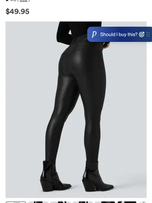 HALARA Black Faux Leather High-Rise Leggings S thumbnail 9