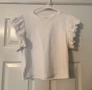 White Ruffled Crop Top thumbnail 1