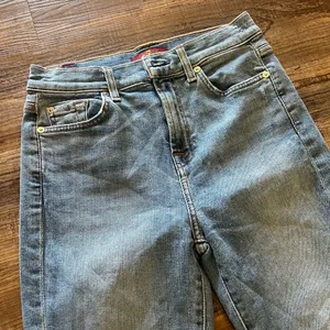 7 For All Mankind Blue Flare Wide Leg Jeans thumbnail 3