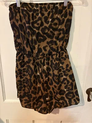 Leopard Print Strapless Women’s Shorts Romper thumbnail 4