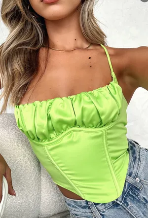 White Fox Corset Top - Lime Green thumbnail 4