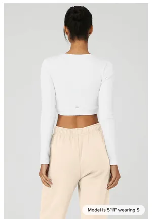Alo Seamless Ribbed Cropped Serene Long Sleeve thumbnail 2
