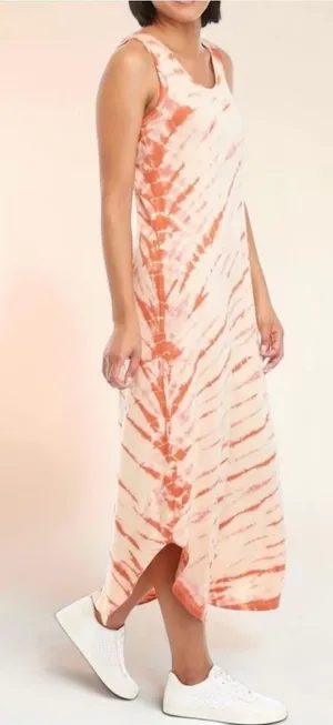 NWOT WONDERLY Orange/Amber Tie-Dye‎ Maxi Tank Dress, Large thumbnail 1