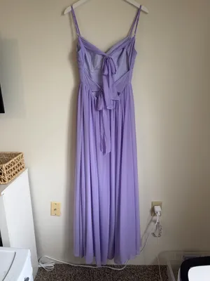 Azazie Zeya Lilac A-Line V-Neck Pleated Chiffon Dress Size 6 thumbnail 7