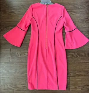 Calvin Klein Pink Coral 3/4 Bell Sleeve Women's Dress Size 6 thumbnail 5