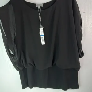 Joseph A XL Sheik Tank With Sheer Over Layer Women's Top Plus In Black Funeral thumbnail 6