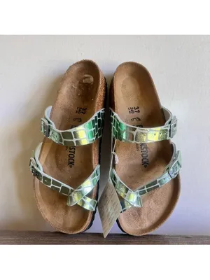Birkenstock Mayari Gator Gleam Mineral Green Unisex Sandal Size 37 aka 6 #B1902 thumbnail 7