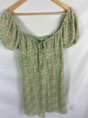 Altar'd State Floral Print Off Shoulder Dress Green Size Large thumbnail 1