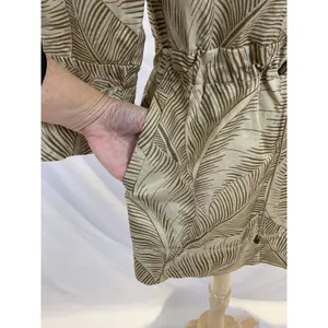 Nic + Zoe Women's Size Small Coat Beige Tan Tropical Print Jacket Safari Trench thumbnail 7
