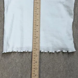 Tommy Hilfiger Y2K Tommy Jeans Sz XS White Ribbed‎ Cami Tank Top Lettuce Hem Logo Indie Sleaze thumbnail 4
