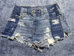 American Eagle Distressed High-Rise Festival Denim Shorts thumbnail 2