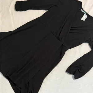 Maurices Charcoal Pinstripe‎ Long Sleeve Wrap V-Neck Ribbed Knit Dress Large NWT thumbnail 1