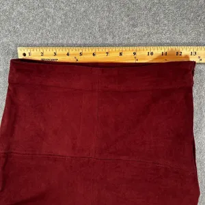 Mud Pie Faux Suede Mini Skirt Size X-Small Burgundy Stitched thumbnail 3