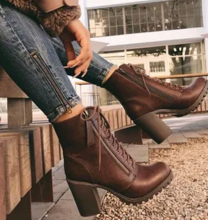 Soda Brown Lace Up Combat Boots thumbnail 1