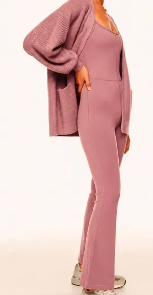 Aritzia Wilfred Free Divinity Kick Flare Jumpsuit in Mauve Pink thumbnail 1
