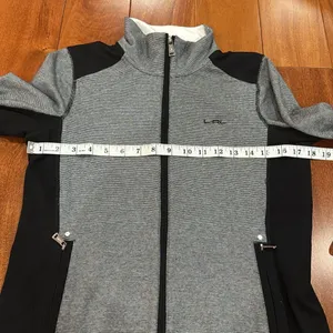 Lauren Ralph Lauren Active‎ Jacket Womens Grey Black Striped Full Zip M thumbnail 7