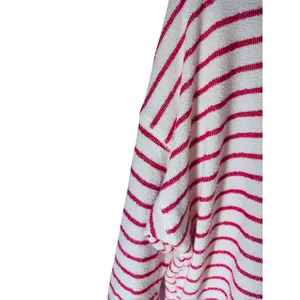 Aerie Small Red White Textured Striped Oversized Drop Shoulder Sweatshirt thumbnail 3
