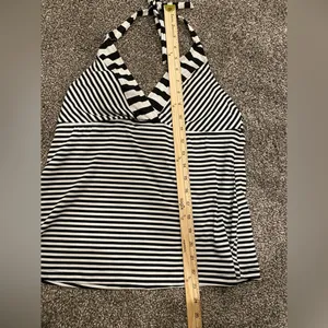 Mossimo Vintage Y2K Halter Black and White Stripe Tankini Top thumbnail 6