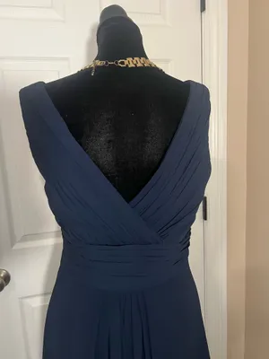 Formal blue maxi bridesmaid evening dress thumbnail 4