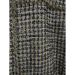 Ann Taylor Tweed‎ Jacket Bomber Zip Blazer Size 8 Fringe Career Yellow Metallic thumbnail 7