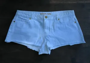 MICHAEL Michael Kors White Denim Cutoff Shorts Sz 8‎ Raw Hem Summer Short Shorts thumbnail 1