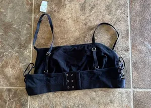 Aerie Real Good Strappy Side Lace Up Bralette Black Size Small thumbnail 5