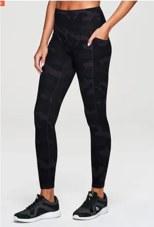 RBX Womens Size Small Full Length Legging Black Gray Camo Side Pockets High Rise thumbnail 1