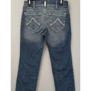 Ariat REAL Straight Jeans Women US 27R Rainstorm Mid Rise Medium Wash Western thumbnail 4